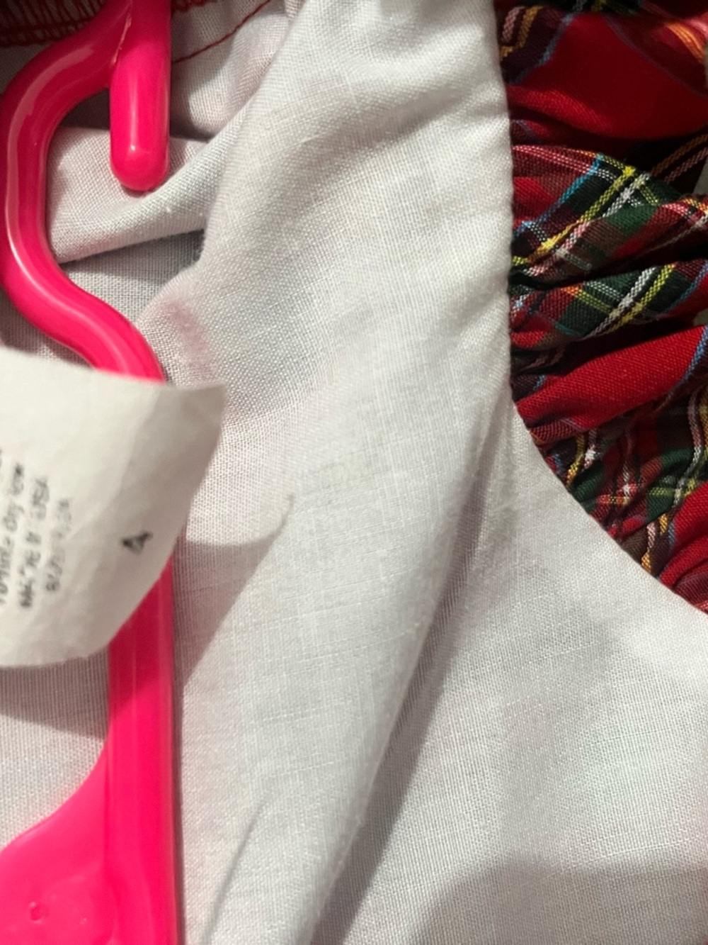 Girls Red Plaid Ruffle Neck Dress - Picture 4 of 4